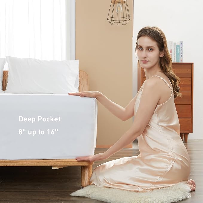 Sunflower Twin Fitted Sheet, 1-Piece Deep Pocket Fitted Bottom Sheet 15" - Image 3