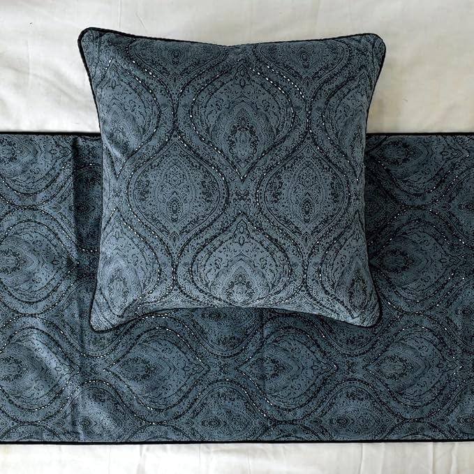 The HomeCentric King/Queen/Twin Gray Decorative CA King 86"x18" Bed Runner - Image 5