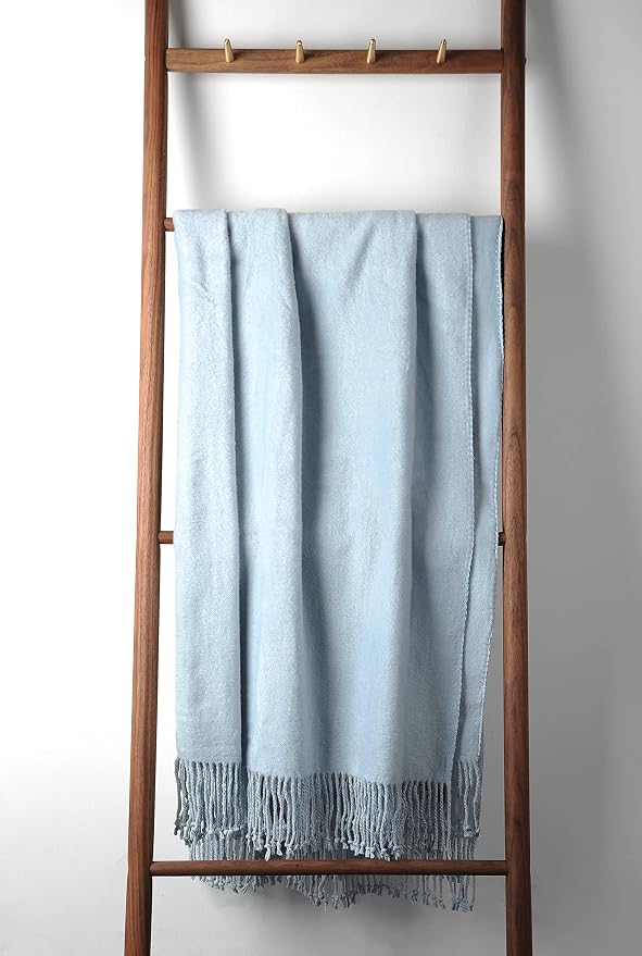 EP Mode Fringed Mulberry Silk Throw Blanket - Image 2