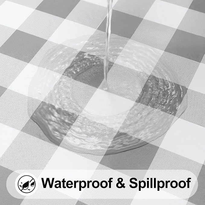 Smiry Rectangle Picnic Table Cloth, Elastic Waterproof Fitted Vinyl Tablecloths - Image 3