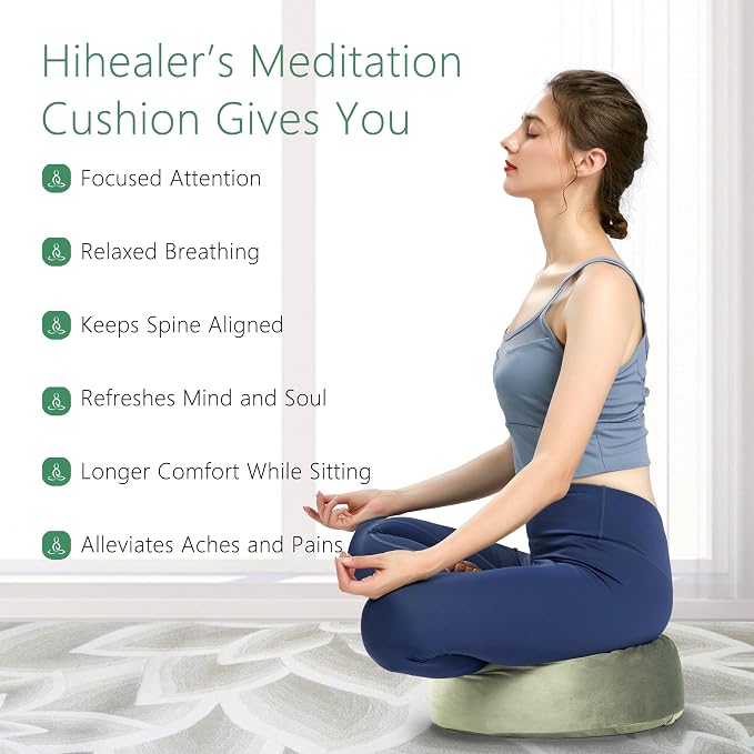 Hihealer Meditation Cushion, Traditional Tibetan Meditation Pillow Velvet Cover - Image 7