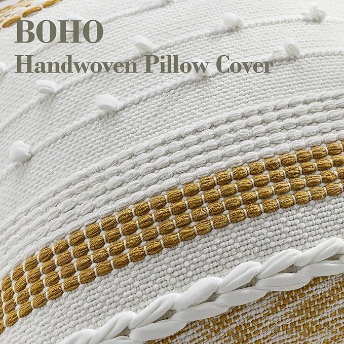 Boho Pillow Cover 18x18 Mustard Yellow - Image 3
