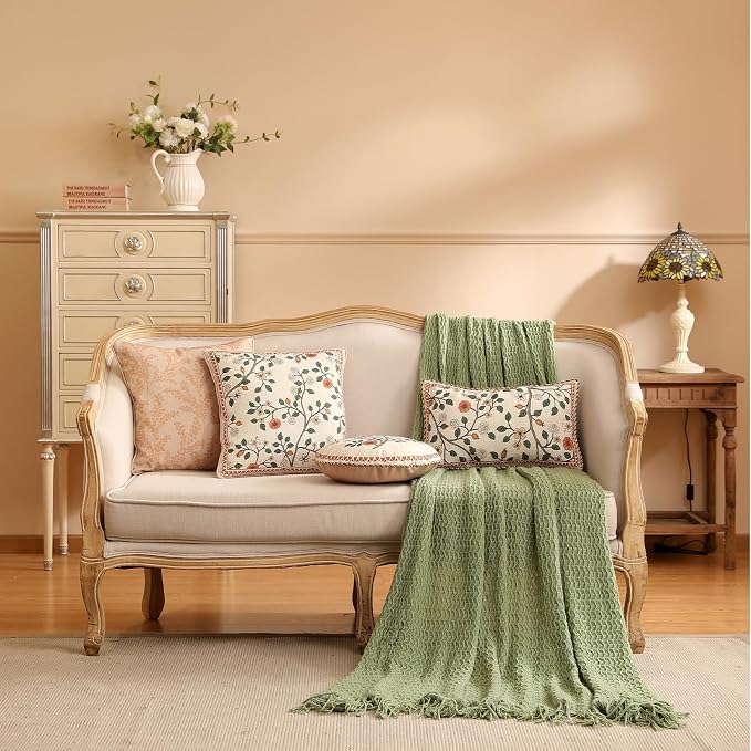 ISAENNE Design Linen Classic Throw Pillow Covers 12"x20" Pack of 2, French - Image 3