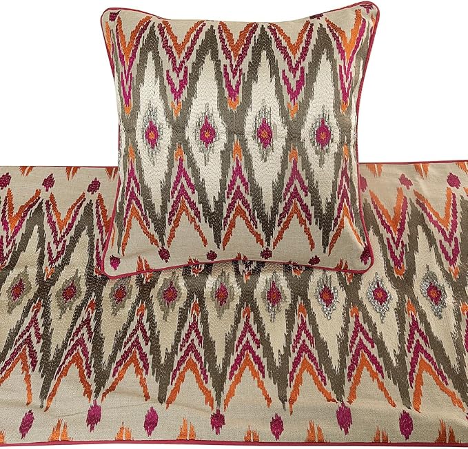 The HomeCentric King Queen Twin Multi Color & Pink Designer CA King 86"x18" Bed - Image 2