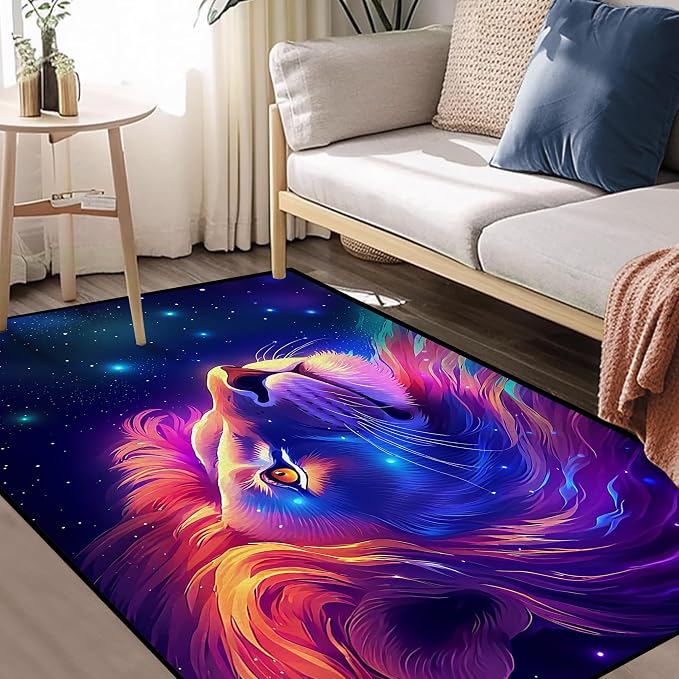 Galaxy Lion Rug 3D Fierce Lions Area Rugs - Image 5