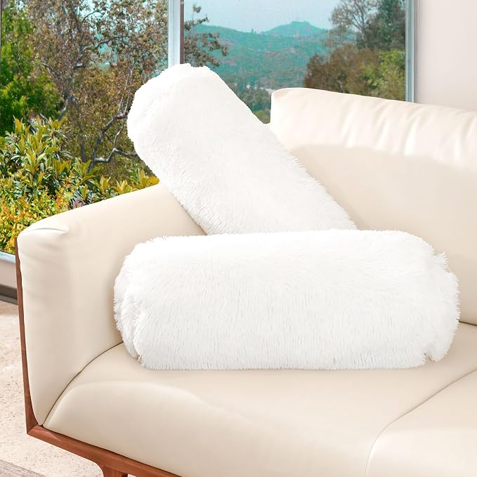 Cheer Collection Bolster Pillow. Set of 2 Shaggy Bolster Pillows, Decorative by CheerCollection