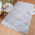 Light Gray Faux Fuzzy Fur Washable Rugs by ORINOVA