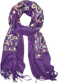 Urban CoCo Women's Embroidered Tassel Long Shawl Oversize Scarf Wraps by UrbanCoCo