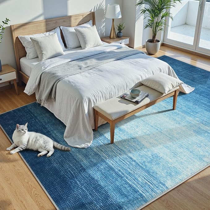 Wonnitar Modern Ombre Washable Area Rug, Non-Slip Soft Dining Room Rug - Image 8
