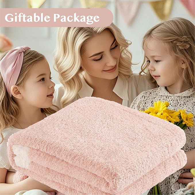 WRENSONGE Throw Blanket Cationic Dyeing Pink Soft Cozy Fluffy Warm Hand Made - Image 7