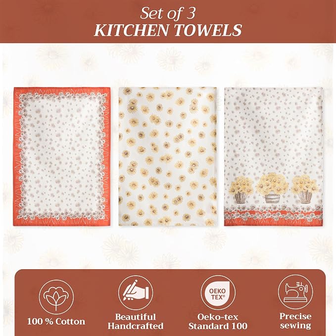 Maison d' Hermine Kitchen Towels Set of 3 100% Cotton 20" x 27.5" Reusable - Image 2