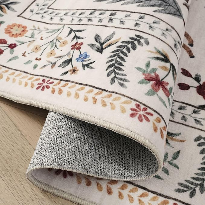 Rugcomf Door Mat Indoor Entrance 2x3 Rug Machine Washable Boho Floral Animal - Image 2