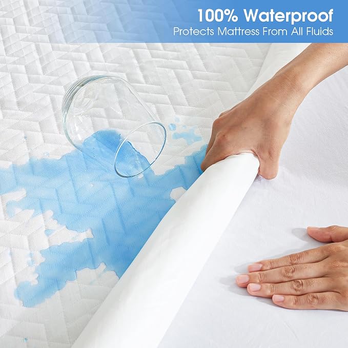 Hanherry 100% Waterproof Mattress Protector Queen Size, Mattress Cover 3D Air - Image 3