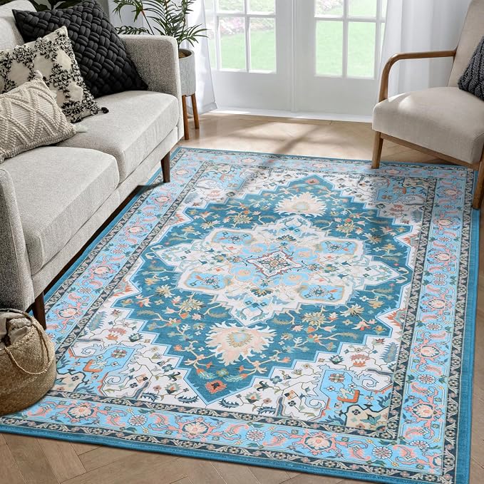 WILLSUN Washable Area Rugs, 4x6 Non-Slip Boho Large Area Rugs - Image 8