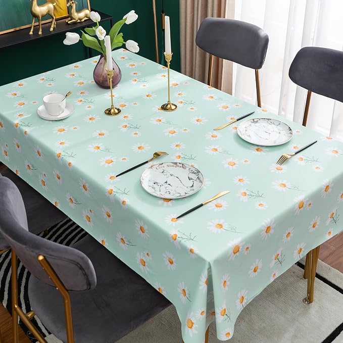 Rectangle Table Cloth, 100% Waterproof Tablecloth OilProof SpillProof Vinyl - Image 8