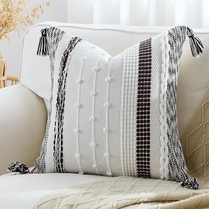 Boho Pillow Cover 18x18 Chocolate Brown - Image 2