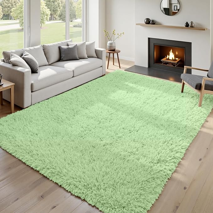 6x9 Area Rugs for Living Room Rug: Soft Fluffy Shag Mint Green Rugs for Bedroom - Image 4