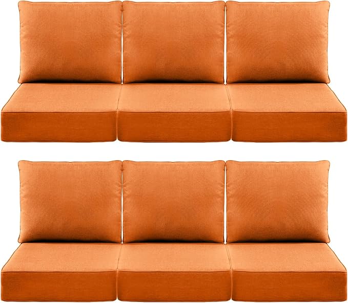 Luxury 6" Outdoor Cushions for Patio Furniture, Fade Resistant Couch Chair by Pugire