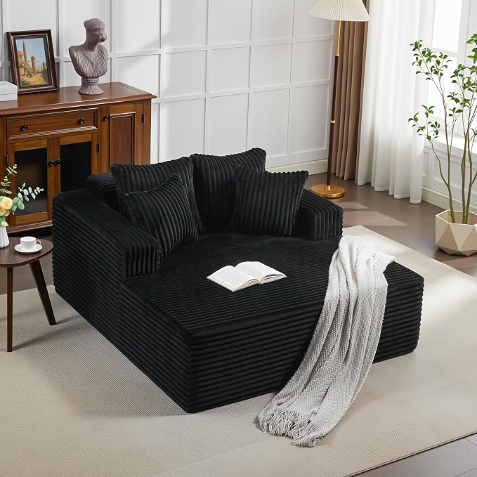 61" Oversized Chaise Lounge Chair Indoor, Boneless Couch Cloud Fluffy Chaise - Image 7