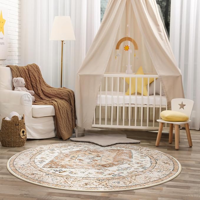 Lahome Boho Round Rug - 3Ft Washable Area Rug - Image 3
