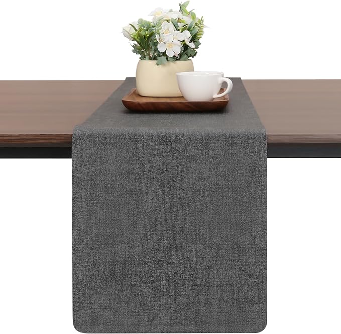 Table Runners 94 Inches Long, Dual-Sided Faux Leather Farmhouse Table Runner by Chitomars