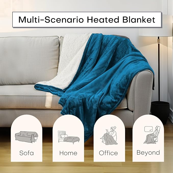 Electric Heated Blanket Throw Size 50"x60", 5 Heat Settings- 3H Auto Shut Off - Image 6