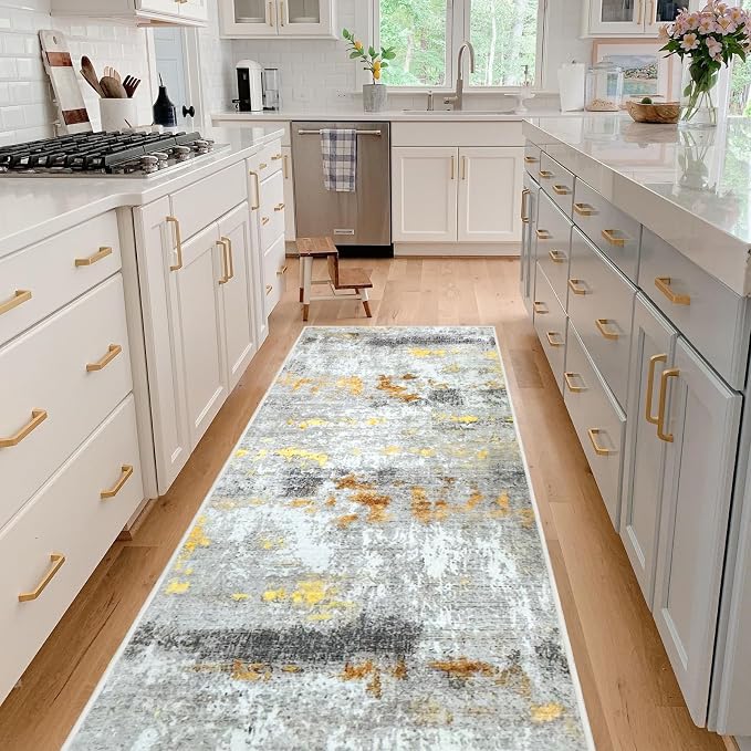 Runner Rug Washable 3x77 FT, Non Slip Rubber Backing Abstract Carpet, Soft Area - Image 3