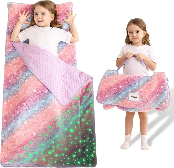 Toddler Nap Mat with Pillow and Blanket, Extra Large Rolled Napping Mats by Unknown