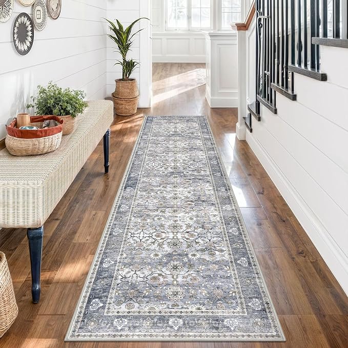 KUTA Vintage Floral Washable Hallway Runner, 2x7 Runners - Image 3