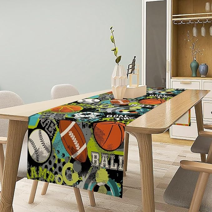 Sport Soccer Table Runner Basketball Baseball Rugby Football Sports Game Days - Image 2