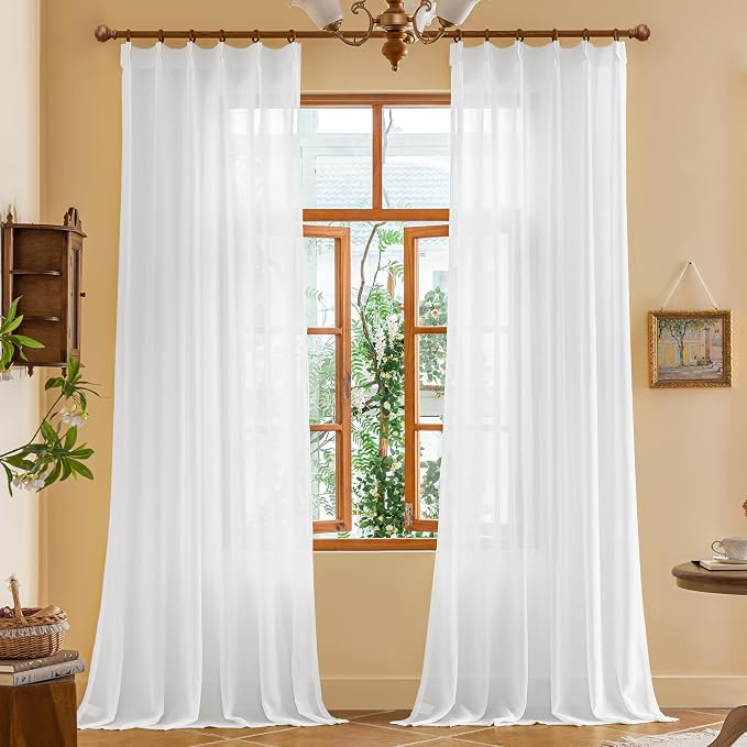MAIHER White Pinch Pleat Curtains 108 Inches Long - Image 9