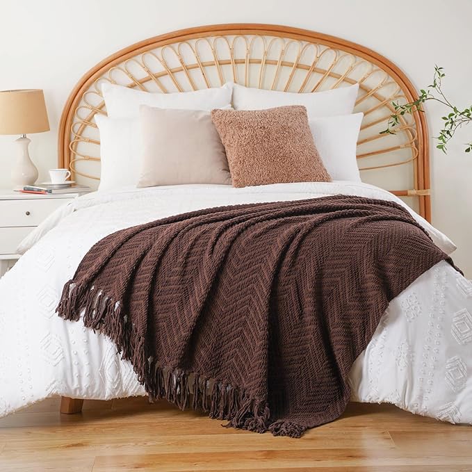 BATTILO HOME Dark Brown Throw Blanket - Image 3