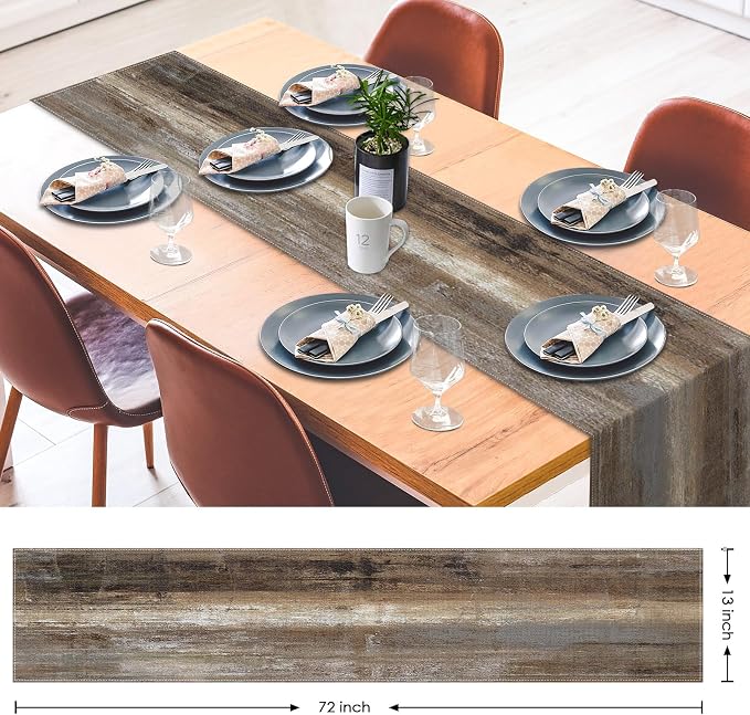 Emvency Farmhouse Table Runner, Abstract Grey and Dark Brown Art Painting - Image 3