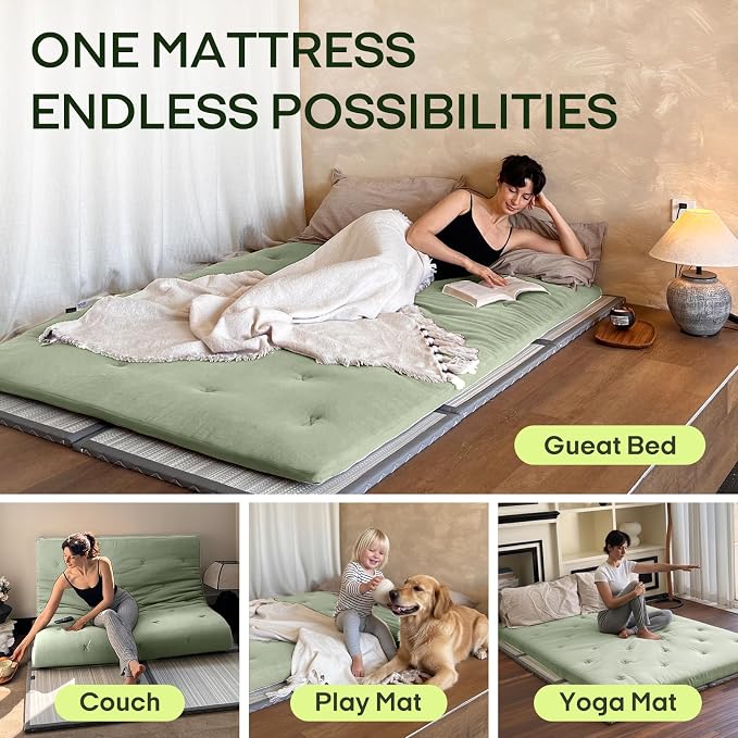 ZonLi Japanese Floor Futon Mattress Full Size 75"x 54", 100% Cotton Cover 2.5'' - Image 4