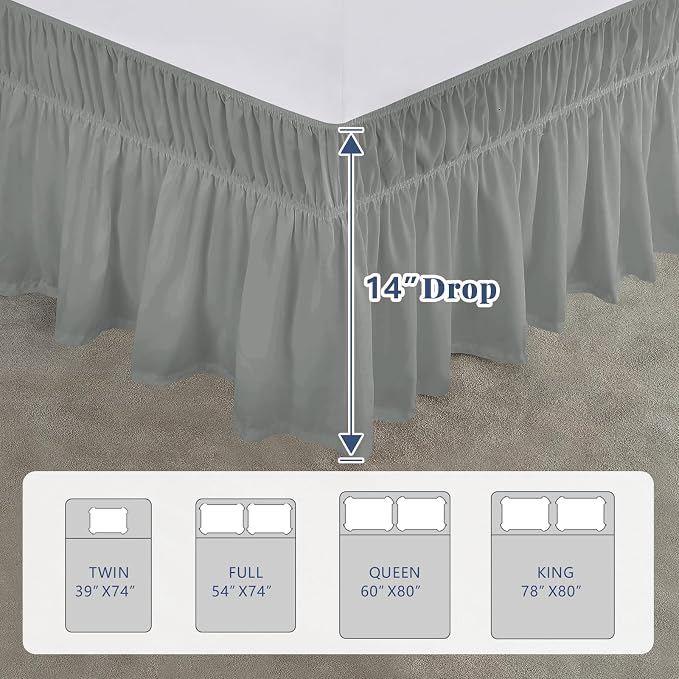 Full Bed Skirt, Elastic Wrap Around Bed Skirt Full Size, Bed Skirts - Image 2