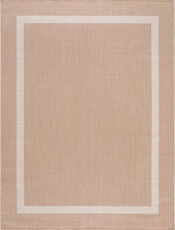 Bordered Outdoor Rug 9x12 Washable Outside Carpet - Image 2
