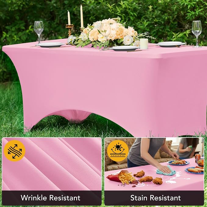 6-Pack Premium Pink Spandex Tablecloths - Image 4