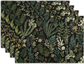 Black Sage Green Plant Placemats Set of 4 Vintage Botanic Fern Leaves Herb by Wnoesat