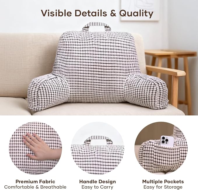 NOONTIDE Reading Pillow with Top Handle, Uniquely Designed Soft Fabric - Image 5