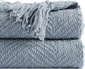 BATTILO HOME Bluish Grey Chenille Throw Blanket by BATTILOHOME