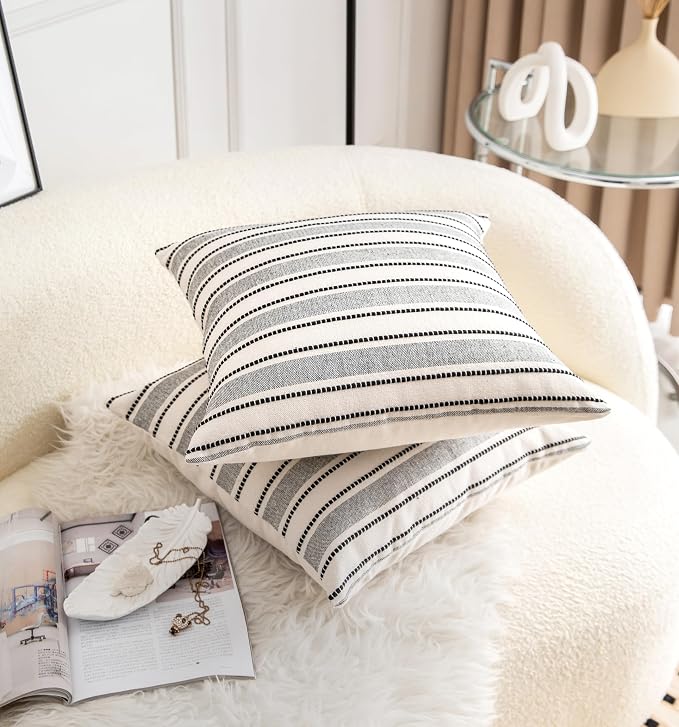 Decorative Boho Throw Pillow Covers, Farmhouse Textured Pillow Case, 22 x 22 - Image 3
