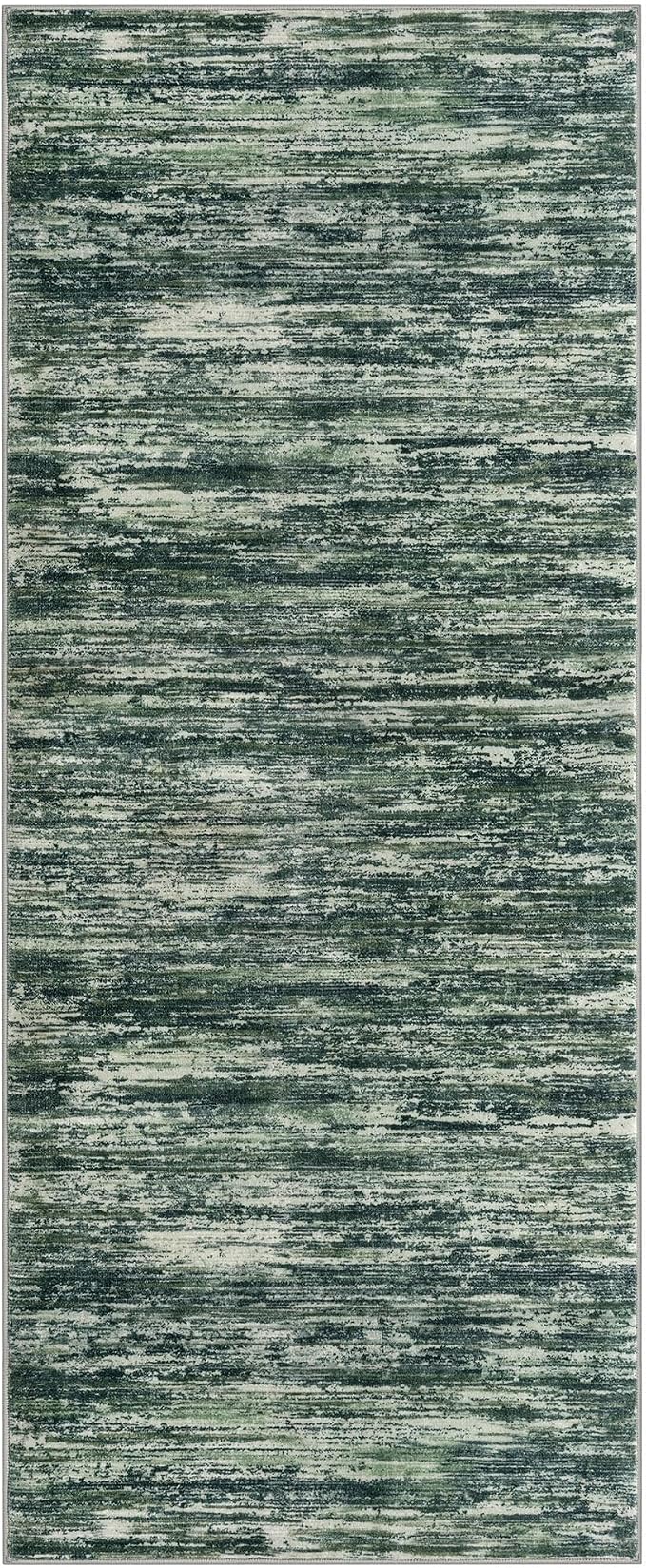 2x5 Modern Abstract Runner Rug for Hallways, Dark Green Super Soft Hallway - Image 8