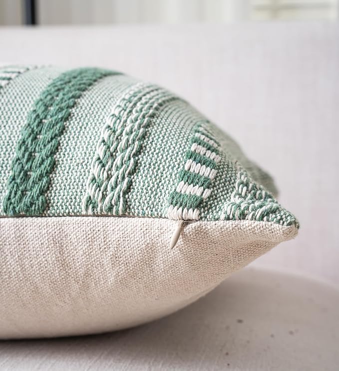 Boho Throw Pillow Covers 18x18 Inch Set of 2, Farmhouse Decorative Couch Pillow - Image 3