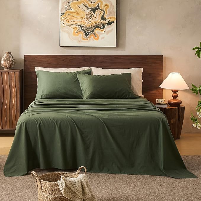 100% Linen Sheets King Size, Breathable & Durable 4-Piece Bed Flax Sheet Set by overket