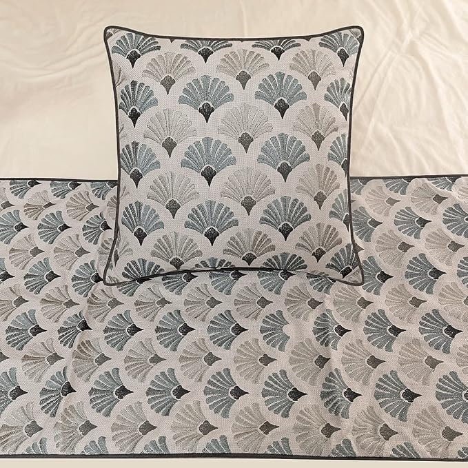 The HomeCentric King Queen Twin Blue & Grey Designer Twin 53"x18" Bed Runner - Image 5