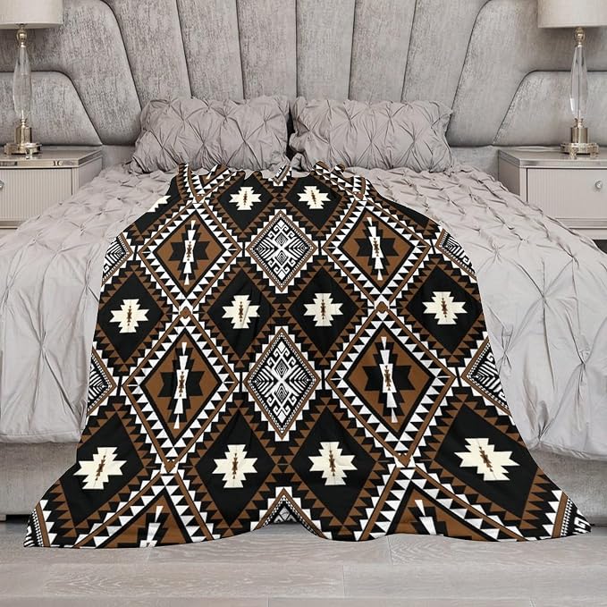 Rustic Western Throw Blanket, Southwestern Bohemian Ethnic Style Native Aztec - Image 7