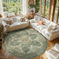 jinchan Round Rug 7ft Area Rugs, Vintage Floral Distressed Design Machine by JINCHAN