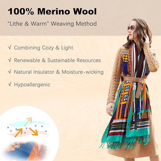 DANA XU 100% Merino Wool Pashmina Shawl - Image 4