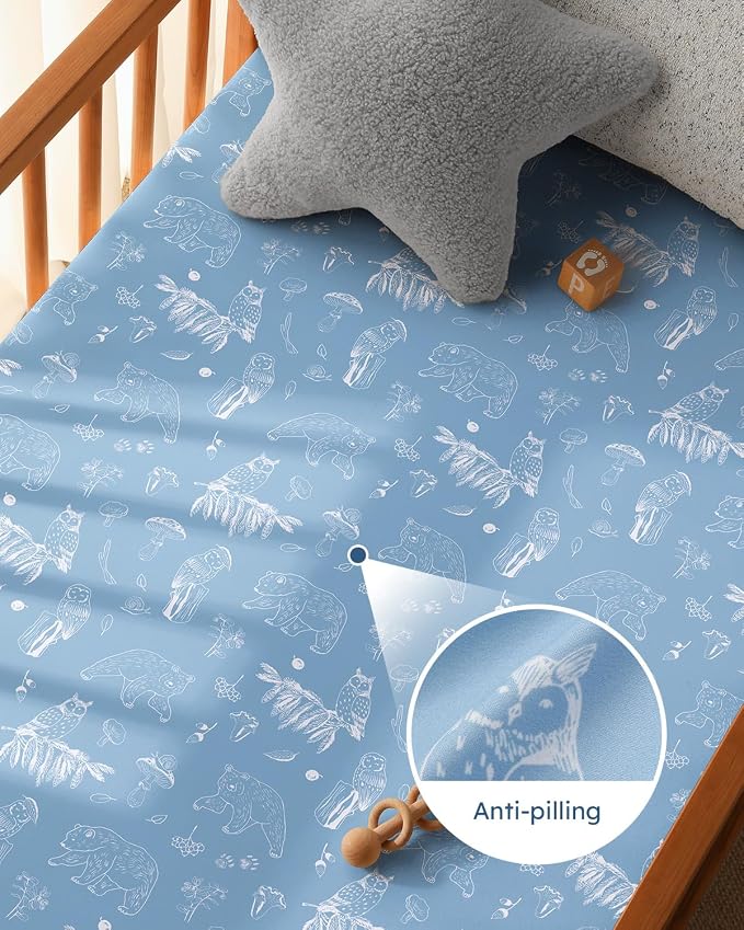 Baby Crib Sheets for Boys Girls, Breathable Soft Microfiber Baby Sheet Green & - Image 4
