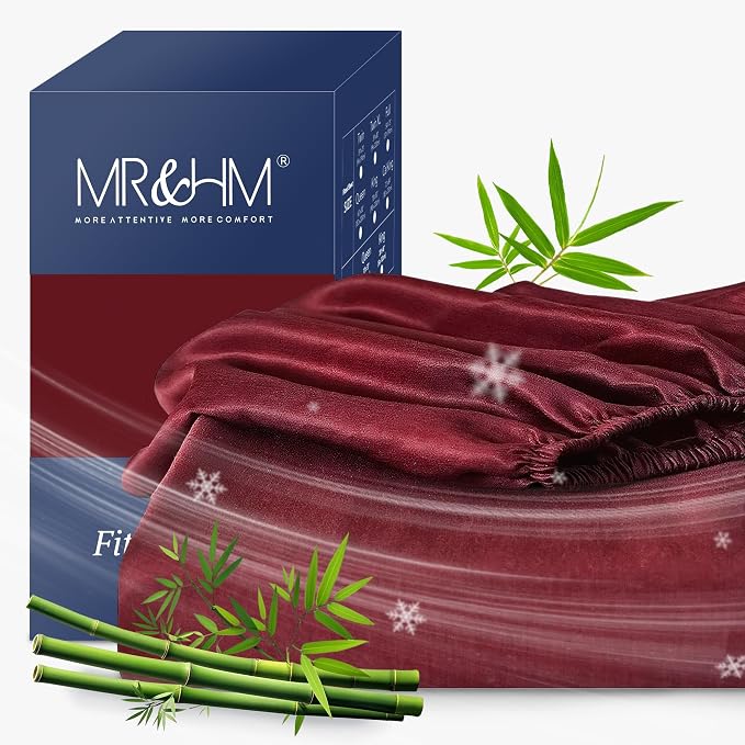 MR&HM Full Fitted Sheet Only, Ultra-Soft Rayon Derived from Bamboo & Polyester by MRHM